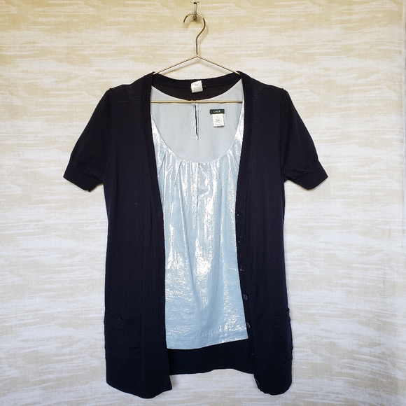 J. Crew sky blue shimmer Whisper Lamé Zoey top - Picture 4 of 4